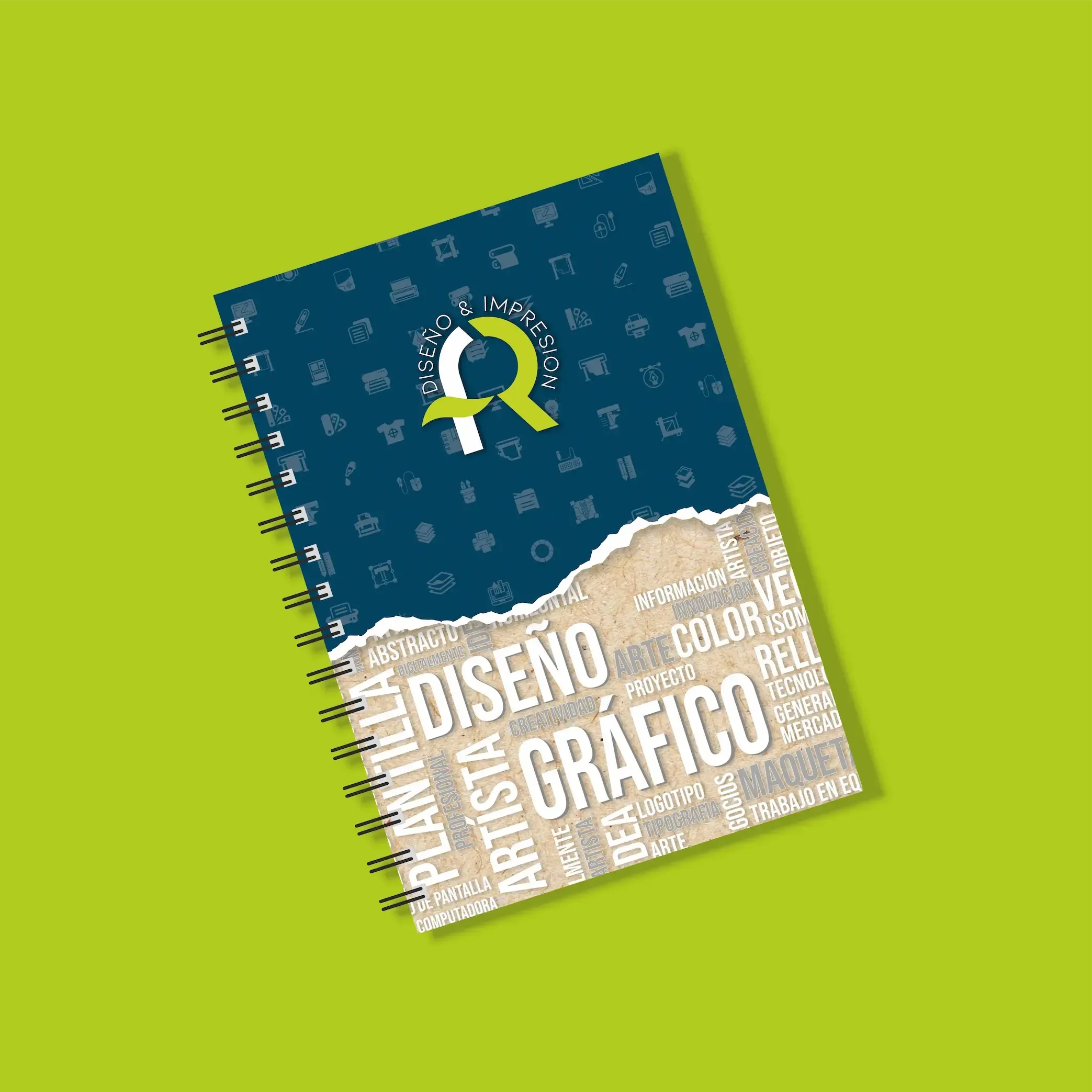 Cuaderno de AFR Diseño & Impresión con portada gráfica.